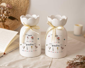 First Mom Now Grandma Flower Vase, Birth Month Flower Vase, Grandma's Garden Vase, Birthday Gifts for Mom Nana Nanny, Mothers Day Gifts