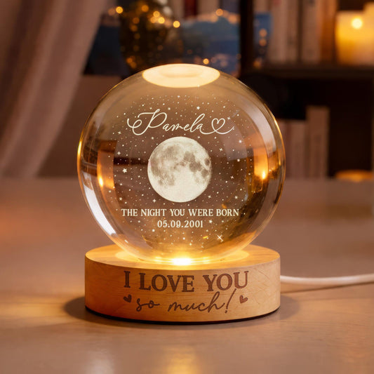 The Day You Were Born Custom Moon Phase by Date, Personalized Crystal Ball Night Light, Birthday Gift for Besties, Gift for Friend, Daughter il_1588xN.7775264348_jn9u.jpg