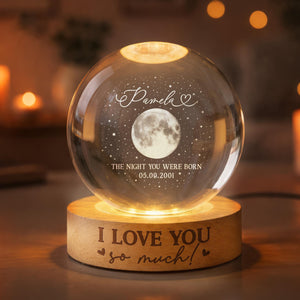 The Day You Were Born Custom Moon Phase by Date, Personalized Crystal Ball Night Light, Birthday Gift for Besties, Gift for Friend, Daughter