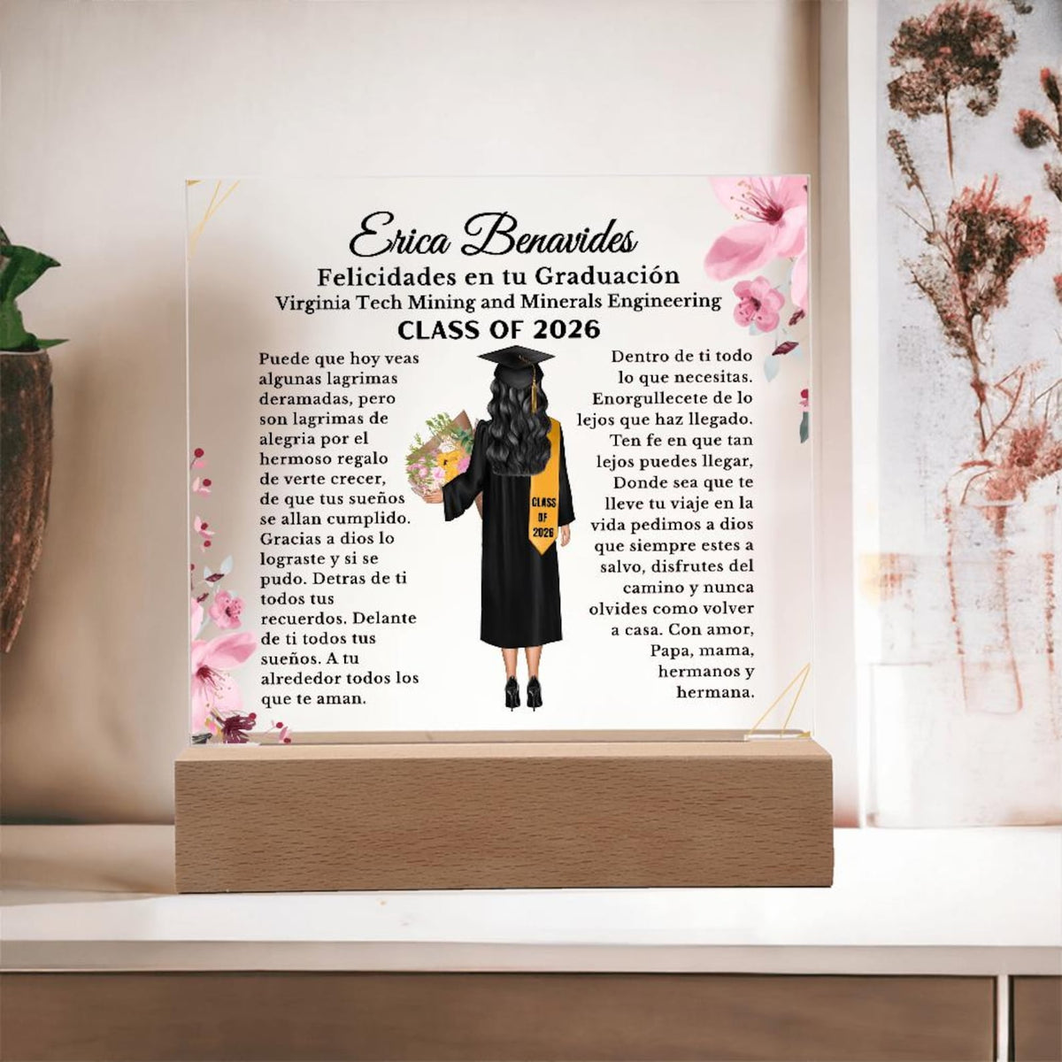 Personalised Graduation Gift Spanish, Graduation Plaque, Graduation Gift for Her, Daughter Graduation Gift for Granddaughter, Niece, Friend