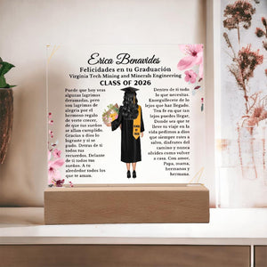 Personalised Graduation Gift Spanish, Graduation Plaque, Graduation Gift for Her, Daughter Graduation Gift for Granddaughter, Niece, Friend