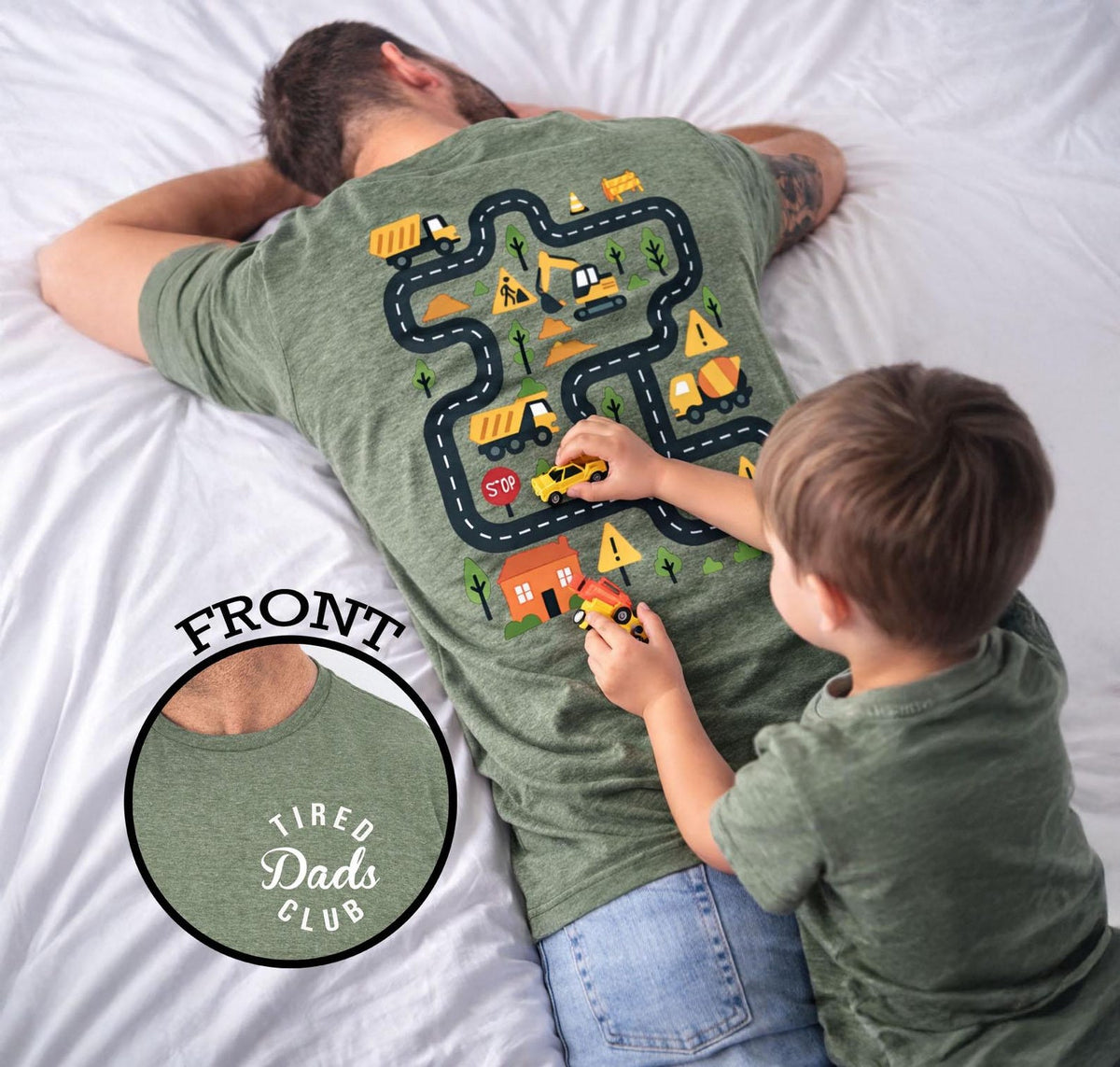 Tired Dads Club Construction Car Track Massage Shirt Funny Father Day Gift For Dad