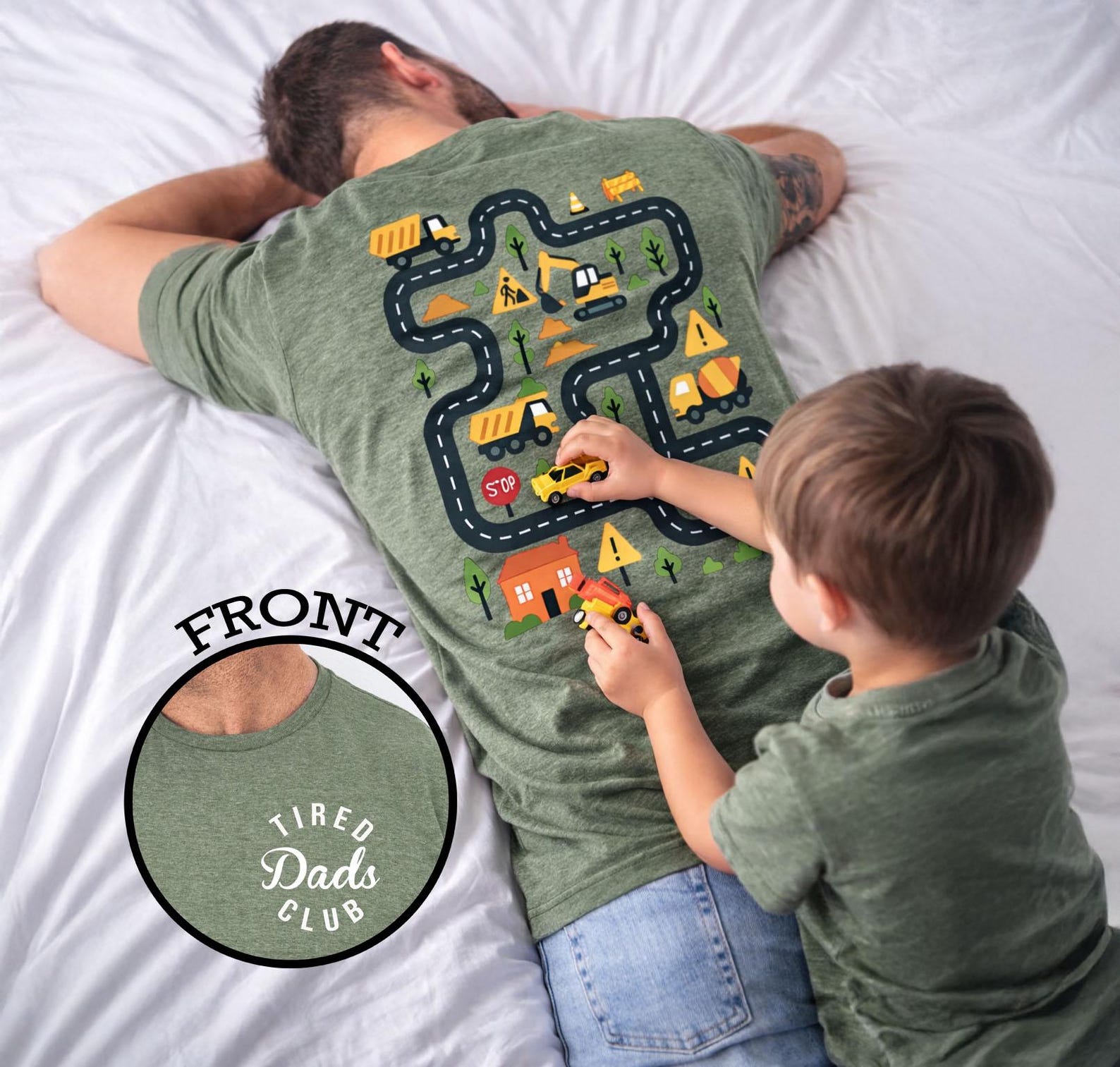 Tired Dads Club Construction Car Track Massage Shirt Funny Father Day Gift For Dad