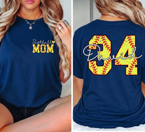 Custom Personalized Softball Mom Shirt, Name And Number Softball Shirt, Softball Mom Shirt, Gift For Mom Tee Shirt, Game Day Mama Gift