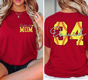 Custom Personalized Softball Mom Shirt, Name And Number Softball Shirt, Softball Mom Shirt, Gift For Mom Tee Shirt, Game Day Mama Gift