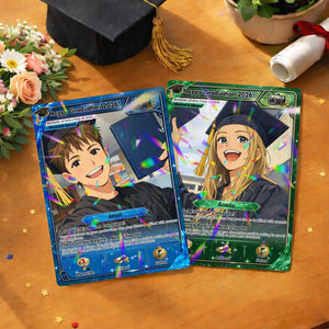 Personalized Poke Graduation Card, Custom Grad Portrait, Gift for Graduates, Class of 2026, College Grad Gift, Anime Graduation Card