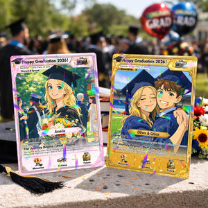 Personalized Poke Graduation Card, Custom Grad Portrait, Gift for Graduates, Class of 2026, College Grad Gift, Anime Graduation Card