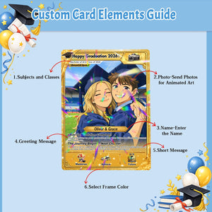 Personalized Poke Graduation Card, Custom Grad Portrait, Gift for Graduates, Class of 2026, College Grad Gift, Anime Graduation Card