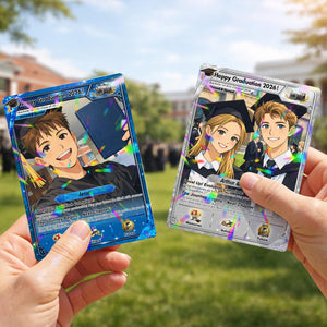 Personalized Poke Graduation Card, Custom Grad Portrait, Gift for Graduates, Class of 2026, College Grad Gift, Anime Graduation Card