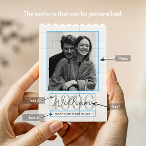 Personalised 30th Birthday Gift For Him, Custom Photo Building Block Keepsake, Mens Milestone Present