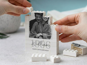 Personalised 30th Birthday Gift For Him, Custom Photo Building Block Keepsake, Mens Milestone Present