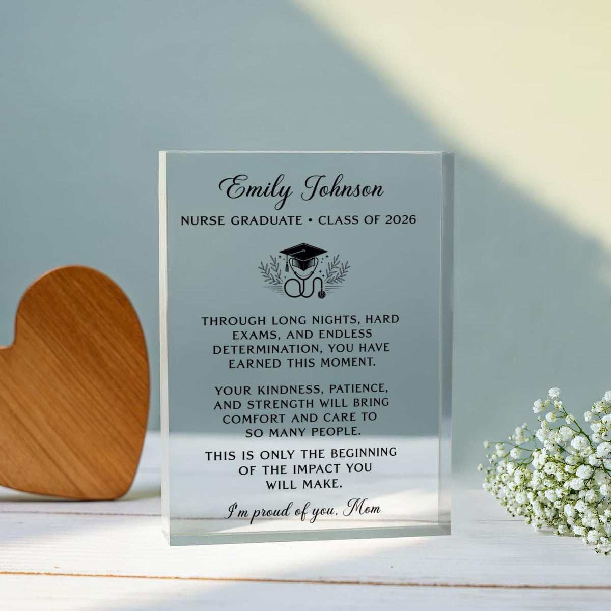 Personalized Nursing Graduate Acrylic Plaque, Nurse Graduation Gift, Custom Nurse Gift, Class of 2026 RN Gift, Nurse Appreciation Keepsake