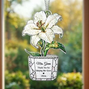 Personalized Sunflower Teacher Acrylic Suncatcher: Thank You For Helping Me Grow, Teacher Appreciation Gift