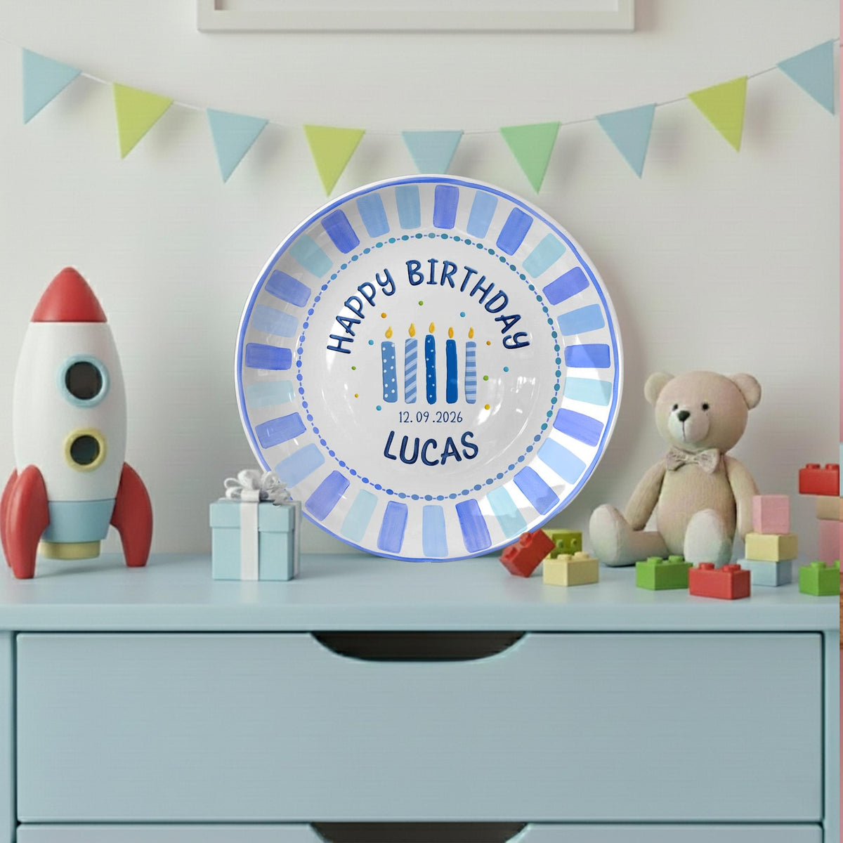 Personalized Birthday Boy Plate, Custom Ceramic Keepsake Plate, Food Safe Birthday Gift, Boys Birthday Decor, Custom Name Plate
