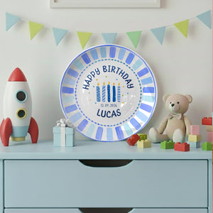 Personalized Birthday Boy Plate, Custom Ceramic Keepsake Plate, Food Safe Birthday Gift, Boys Birthday Decor, Custom Name Plate