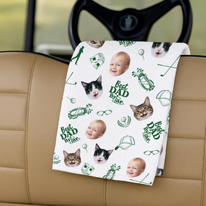 Personalized Kids Photo Golf Towel for Dad, Pet Photo Towel, Best Dad By Par Towel, Fathers Day Gift for Golf Dad