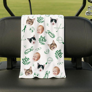 Personalized Kids Photo Golf Towel for Dad, Pet Photo Towel, Best Dad By Par Towel, Fathers Day Gift for Golf Dad