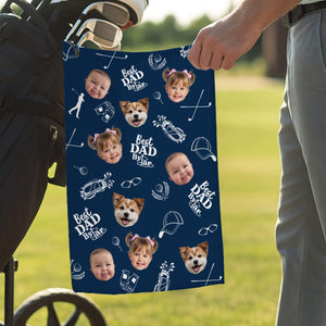 Personalized Kids Photo Golf Towel for Dad, Pet Photo Towel, Best Dad By Par Towel, Fathers Day Gift for Golf Dad
