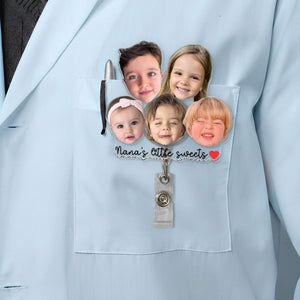 Personalized Acrylic Kids and Pets Faces Badge Reel: Custom Baby Face Photo Badge Reel, Mothers Day Gift for Mom, Grandma