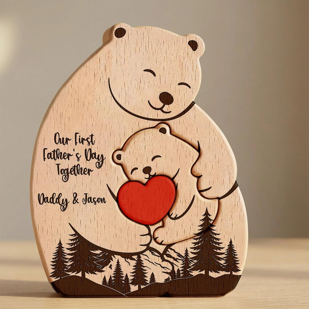 Personalized Mama Bear And Baby Wooden Puzzle, Custom First Mothers Day Gift For New Mom, Mother Daughter Son Figurine, Nursery Room Decor