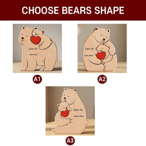 Personalized Mama Bear And Baby Wooden Puzzle, Custom First Mothers Day Gift For New Mom, Mother Daughter Son Figurine, Nursery Room Decor