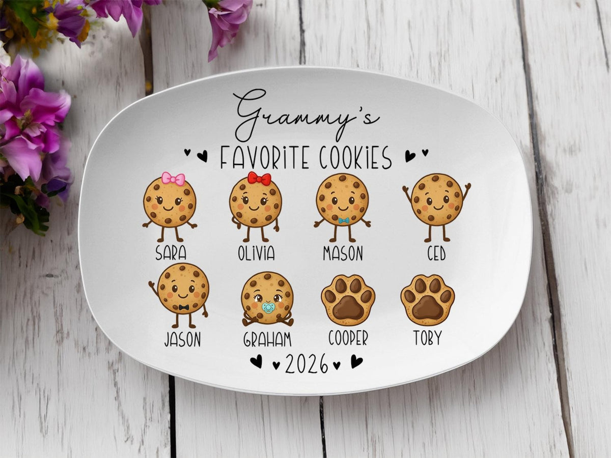 Grandma's Favorite Cookies Plate, Grandma Gift, Family Platter, Personalized Plate With Grandkids Names, Grandma Plate Keepsake