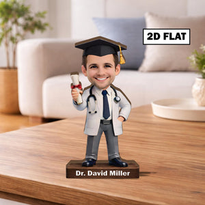 Custom Doctor Graduation Wooden Block, Personalized Doctor Portrait Sign, Medical School Grad Gift, White Coat Ceremony, Residency Match Day