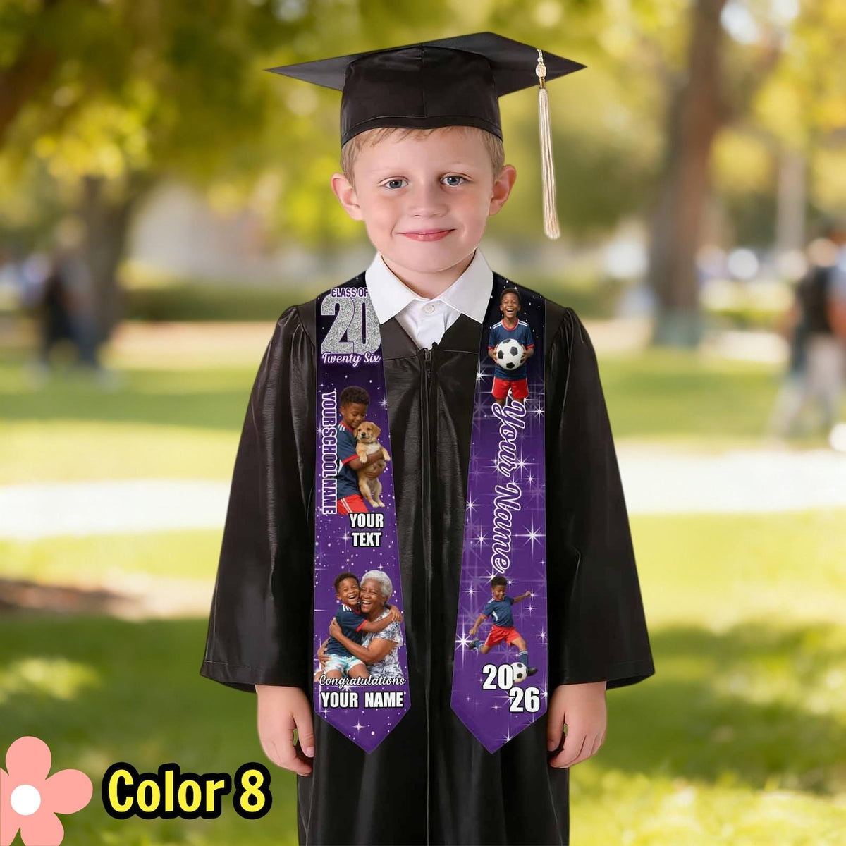 Personalized Kids Graduation Stole, Custom Photo Preschool Kindergarten Sash, Class of 2026 Keepsake
