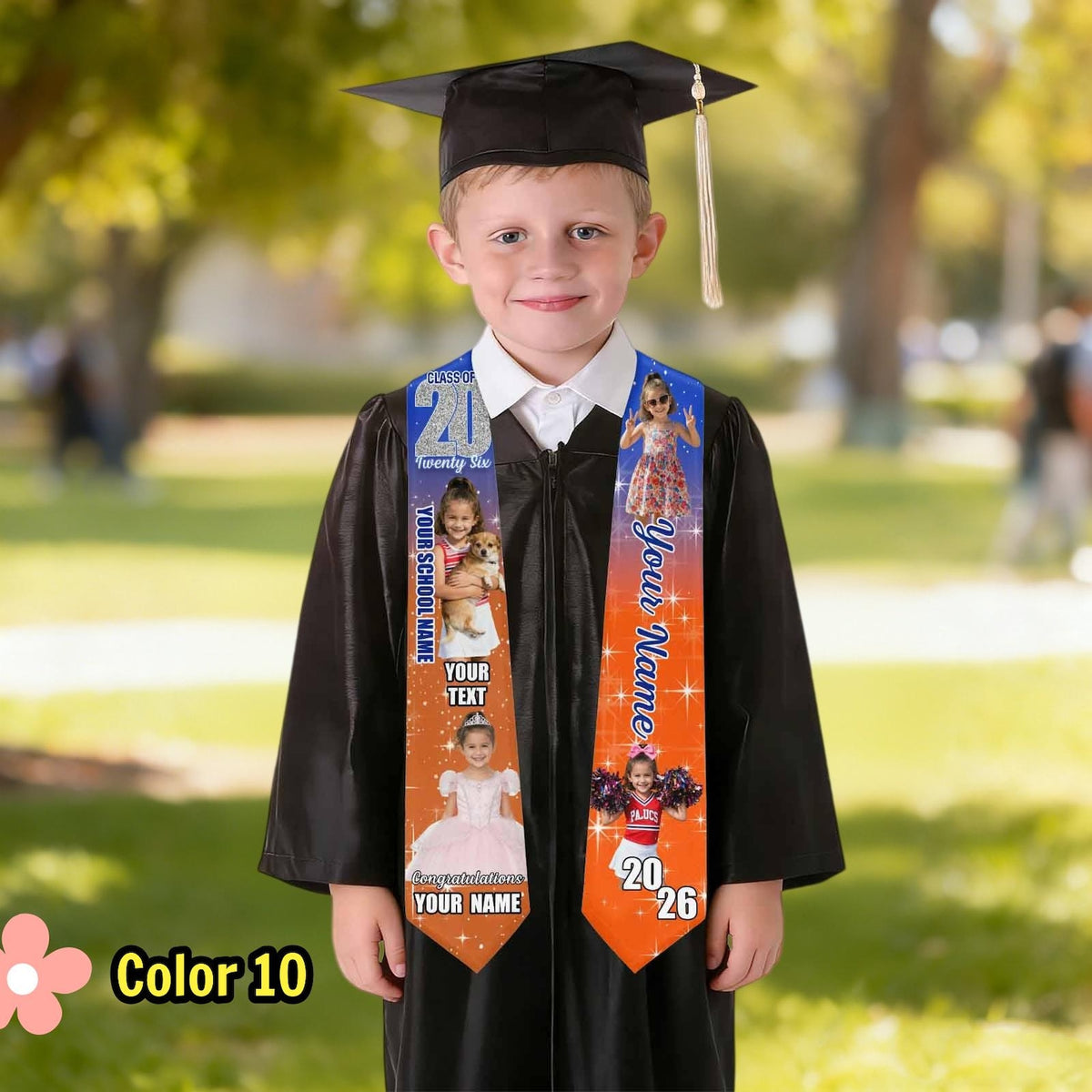 Personalized Kids Graduation Stole, Custom Photo Preschool Kindergarten Sash, Class of 2026 Keepsake