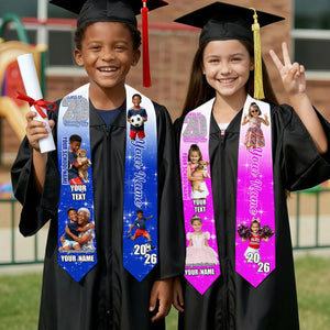 Personalized Kids Graduation Stole, Custom Photo Preschool Kindergarten Sash, Class of 2026 Keepsake