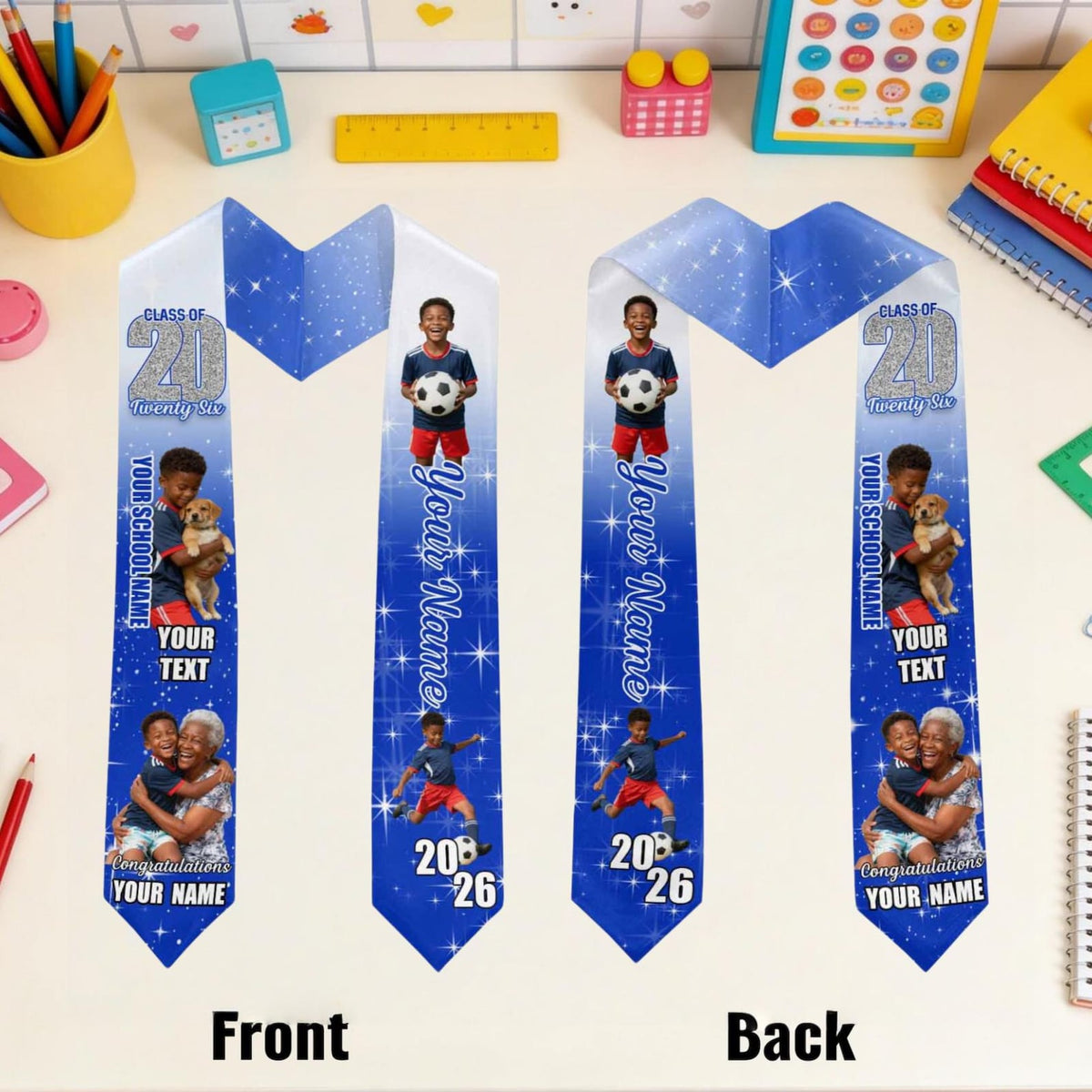 Personalized Kids Graduation Stole, Custom Photo Preschool Kindergarten Sash, Class of 2026 Keepsake