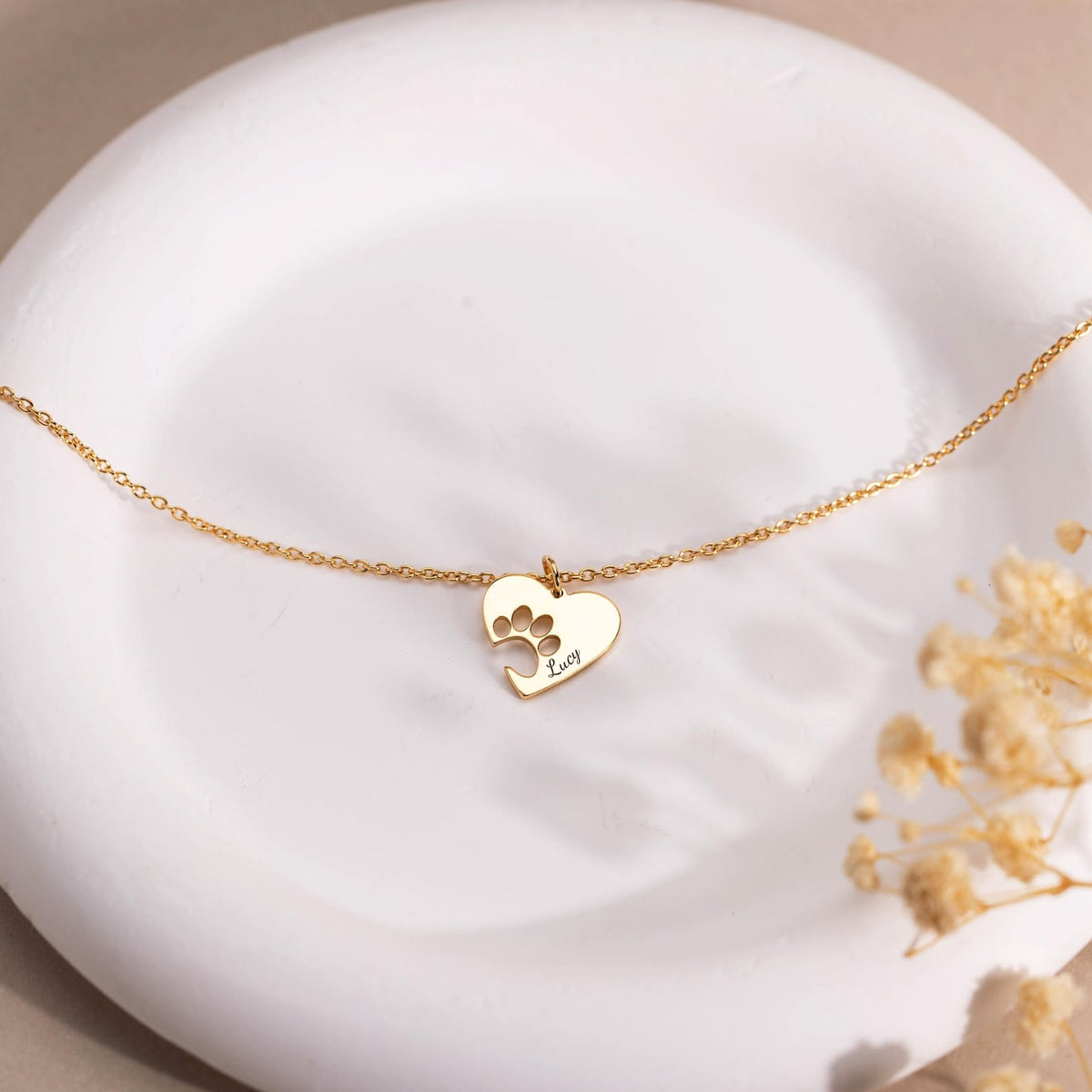 Heart Pet Name necklace,Pet Paw Necklace with Name,Pet Memorial Jewelry,Pet Lover Necklace,Mother's Day Gift,Gift for Dog Mom