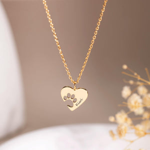 Heart Pet Name necklace,Pet Paw Necklace with Name,Pet Memorial Jewelry,Pet Lover Necklace,Mother's Day Gift,Gift for Dog Mom
