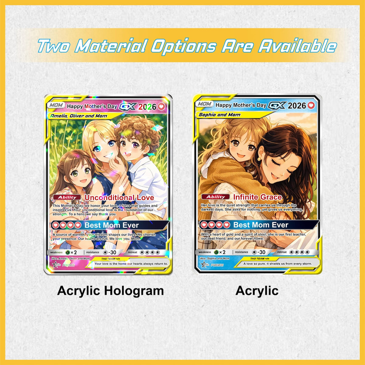 Personalized Acrylic Trading Card 2026: Custom Anime Mom & Kids Mother s Day Gift