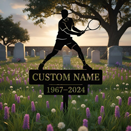 Personalized Tennis Memorial Garden Stake, Custom Name Grave Marker, Tennis Player Memorial Sign, Sympathy Gift, Outdoor Remembrance Decor