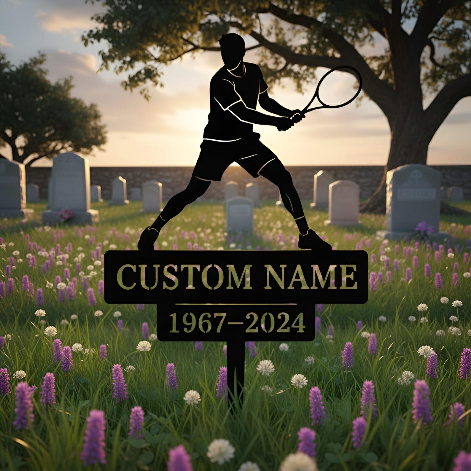 Personalized Tennis Memorial Garden Stake, Custom Name Grave Marker, Tennis Player Memorial Sign, Sympathy Gift, Outdoor Remembrance Decor