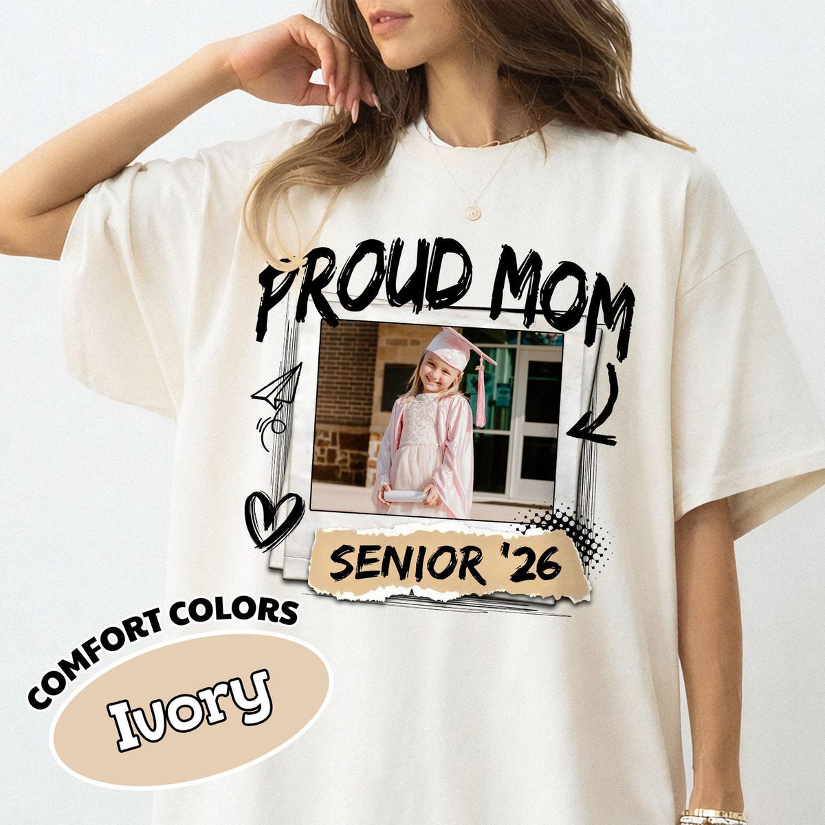 Comfort Colors Senior Mom 2026 Shirt, Custom Photo Class of 2026 Family Shirt, Proud Mom of 2026 Graduate,Custom Senior Mom Graduation Shirt