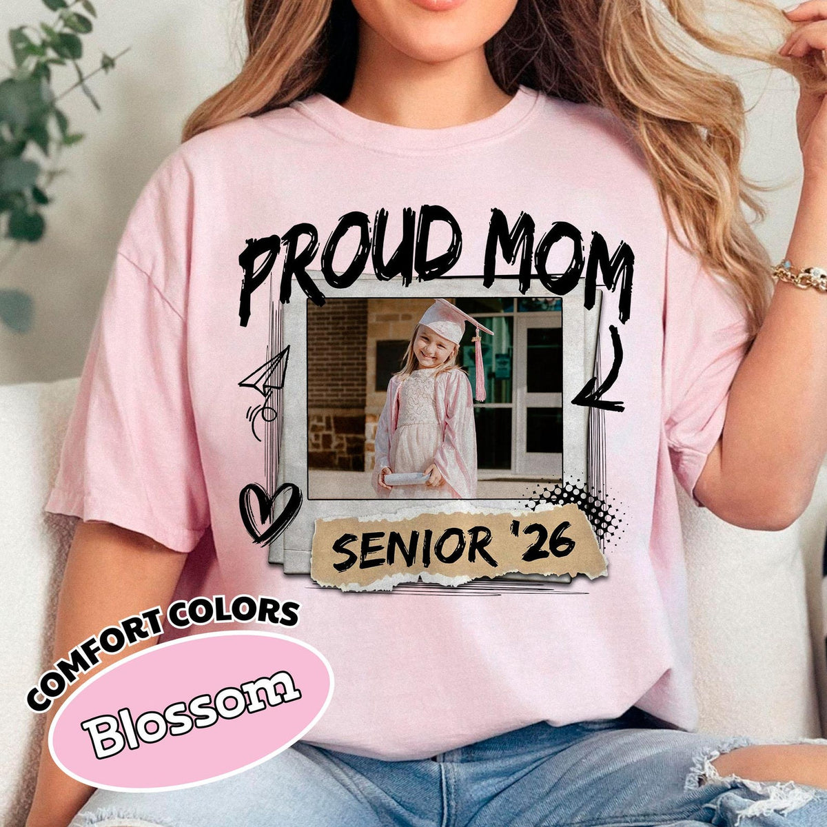 Comfort Colors Senior Mom 2026 Shirt, Custom Photo Class of 2026 Family Shirt, Proud Mom of 2026 Graduate,Custom Senior Mom Graduation Shirt