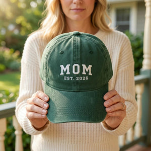 Personalized Dad Mom Embroidered Hat, Custom Est Year Baseball Cap, Vintage Baseball Cap for New Parents Gifts, Father's/Monther's Day Gift