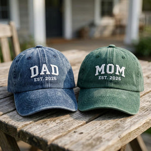 Personalized Dad Mom Embroidered Hat, Custom Est Year Baseball Cap, Vintage Baseball Cap for New Parents Gifts, Father's/Monther's Day Gift