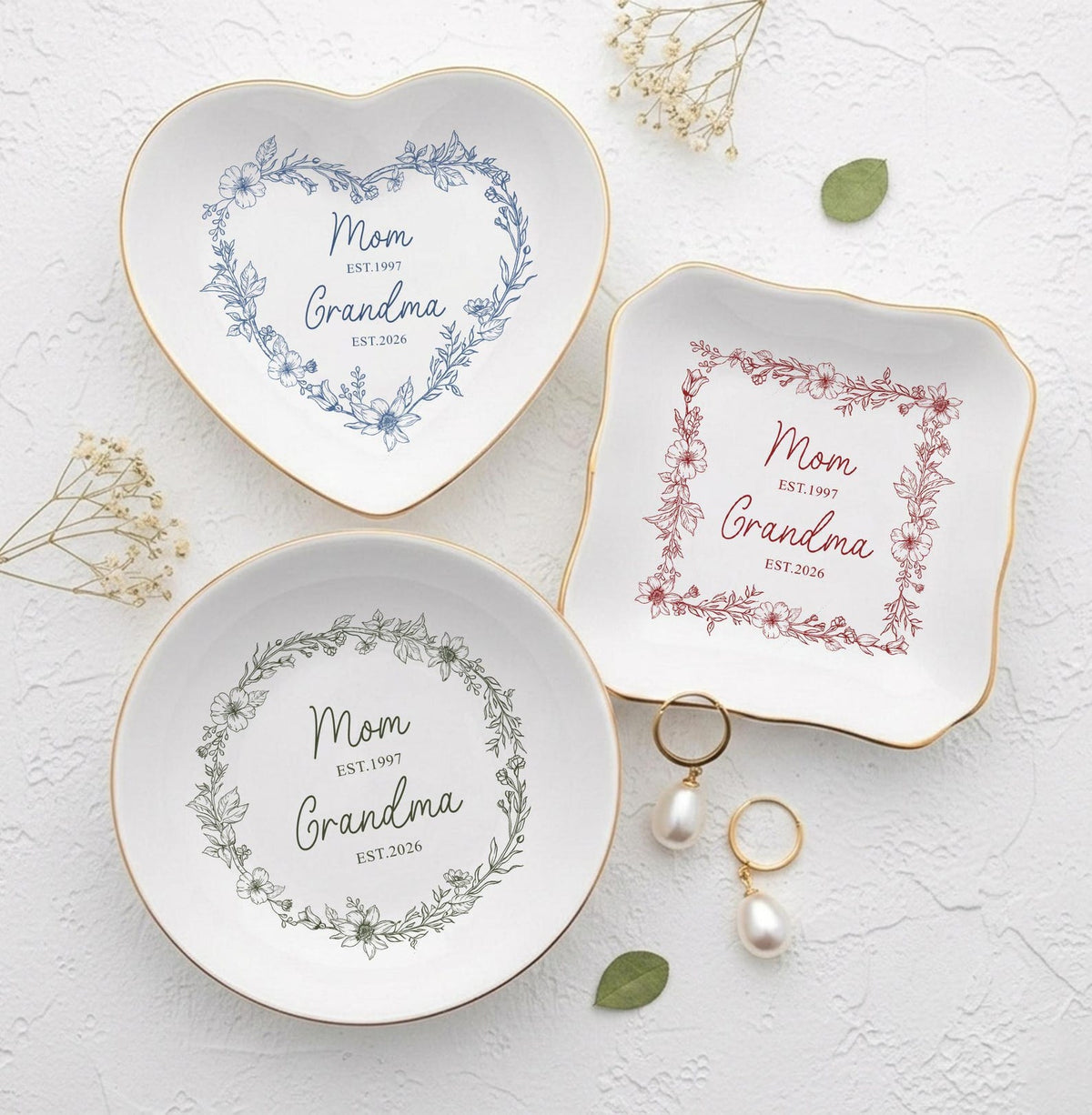 Personalized Grandma Est Ring Dish, First Time Grandma Gift, Promoted To Grandma Ceramic Jewelry Tray, Mothers Day Gift for Grandma