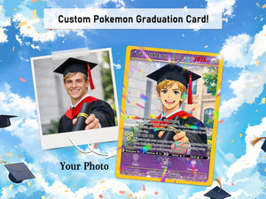 Personalized Pok mon Graduation Card, Custom Anime Photo Grad Gift, Gamer Graduation Card, Class Of 2026 Keepsake, Graduation Gift for Him