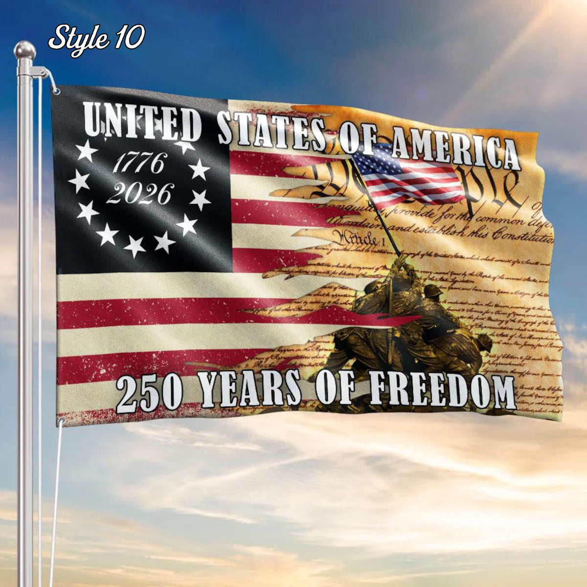 250 Years Freedom USA Flag, 1776 2026 Eagle Betsy Ross Grommet Flag, Multiple Style American History Patriotic Banner, Outdoor Wall Decor