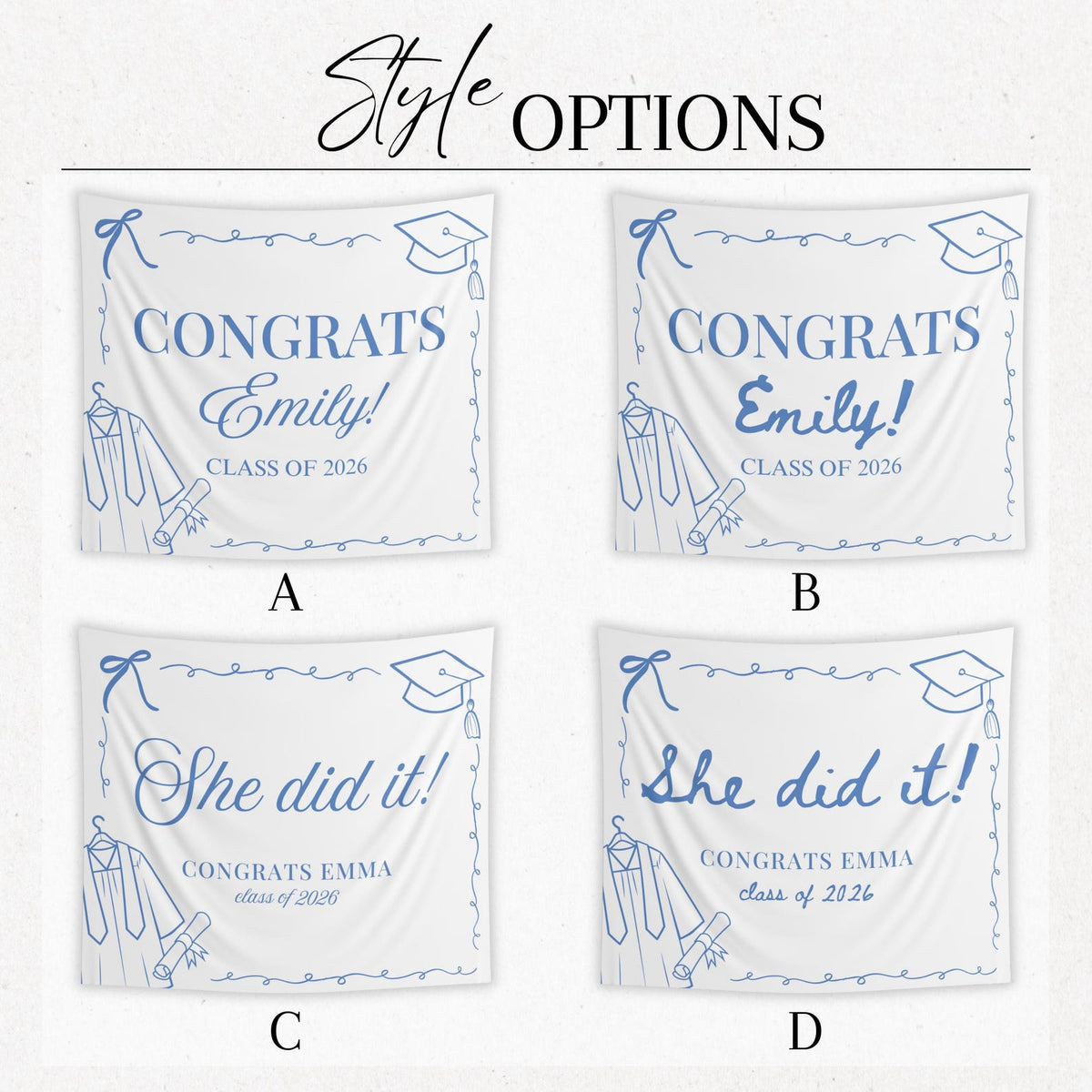 She did it graduation party banner, Graduation decor, Class of 2026, Graduation decorations, Graduation backdrop, Congrats Grad