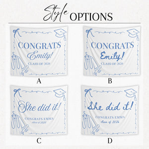 She did it graduation party banner, Graduation decor, Class of 2026, Graduation decorations, Graduation backdrop, Congrats Grad