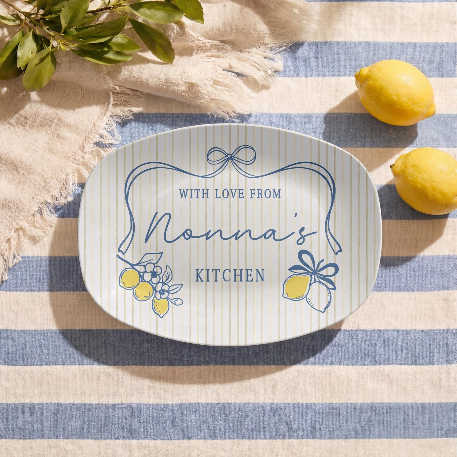 Custom Nonna's Kitchen Platter: Personalized Italian Grandma Plate Pregnancy Announcement for Nona Mother's Day Gift