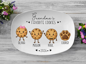 Grandma's Favorite Cookies Plate, Grandma Gift, Family Platter, Personalized Plate With Grandkids Names, Grandma Plate Keepsake