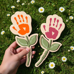 Personalized Handprint Flower Gift for Mom, Wooden Keepsake Mother s Day Gift, Custom Baby Handprint Plaque, Mom Gift from Kids