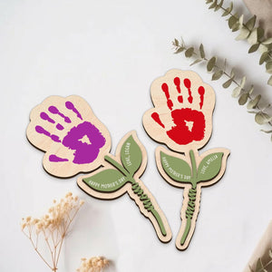 Personalized Handprint Flower Gift for Mom, Wooden Keepsake Mother s Day Gift, Custom Baby Handprint Plaque, Mom Gift from Kids