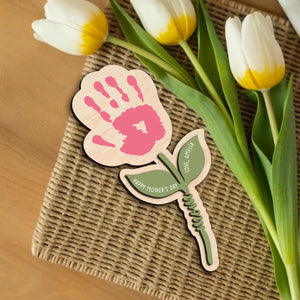 Personalized Handprint Flower Gift for Mom, Wooden Keepsake Mother s Day Gift, Custom Baby Handprint Plaque, Mom Gift from Kids